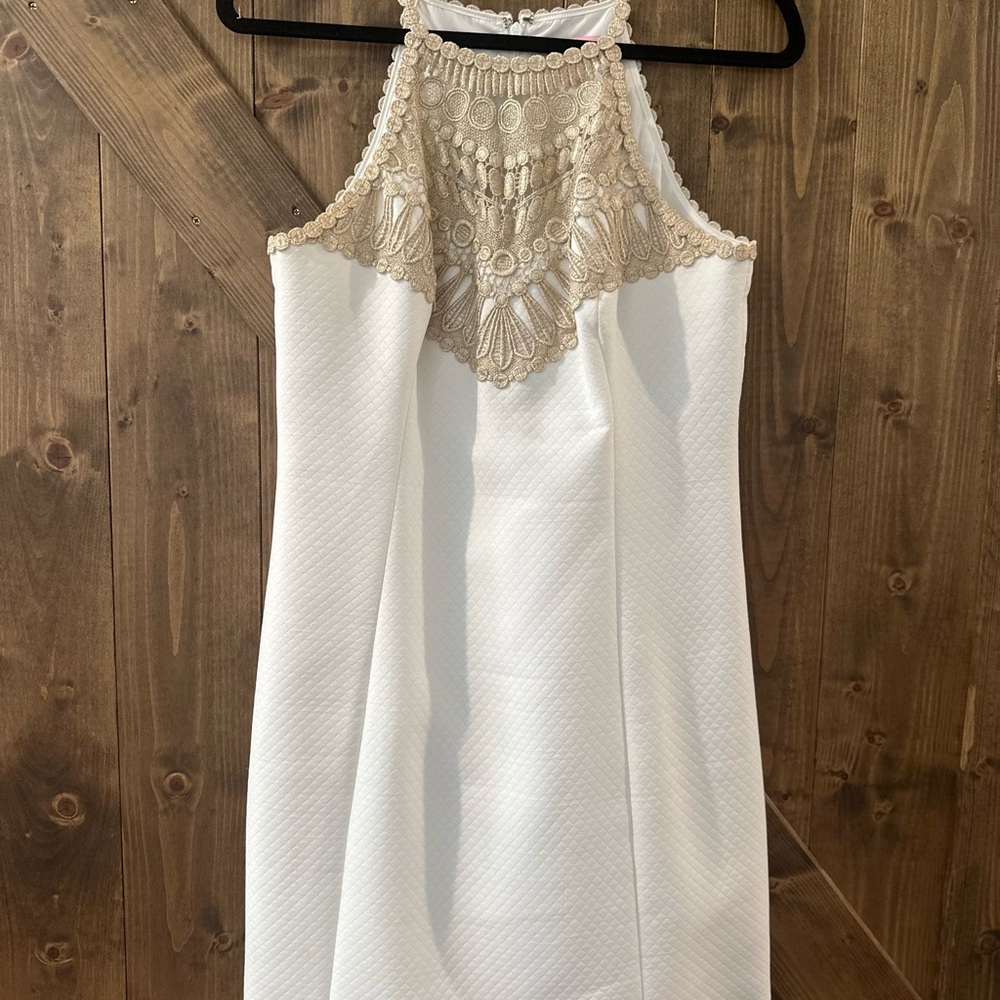 Lilly Pulitzer White and Gold Dress